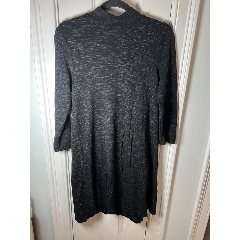 Dalia Womens Mock Neck Space Dye Shift Dress Charcoal Gray 3/4 Sleeve MD5326-97V